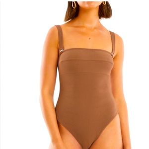 Zulu and Zephyr Free People brown ribbed swimsuit Sz 4